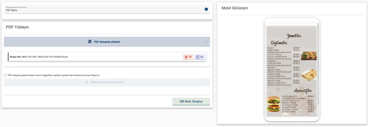PDF QR kodu oluşturma
