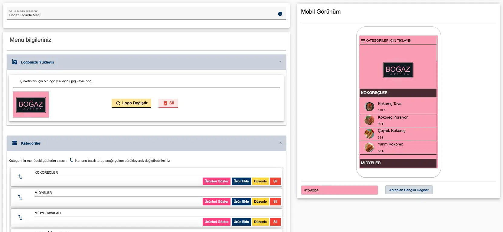 Menü QR Kodu Oluşturma