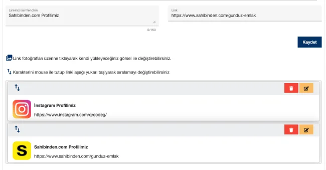 emlakçı web sayfasına link ekleme