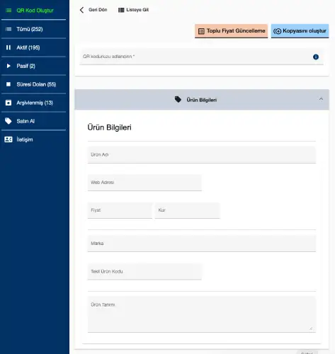 Ürün QR Kodu oluşturma