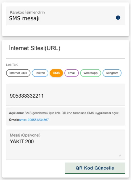SMS kodu ile otomatik mesaj gönderme